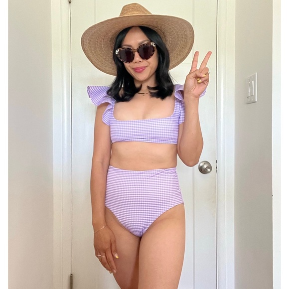NEW SOLD OUT! HILL HOUSE HOME THE LOLA SWIM BOTTOM PURPLE CHECKERED SZ SMALL NWT - Picture 3 of 7